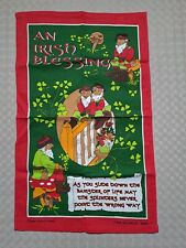 Leprechaun  Irish Blessing Tea Towel Vintage Elgate 100% Cotton  18" by 28"