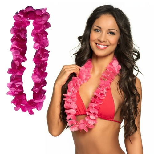 Pink hawaiian flower lei - pink,