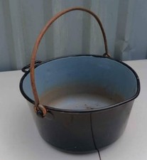 large vintage black enamel cooking pot