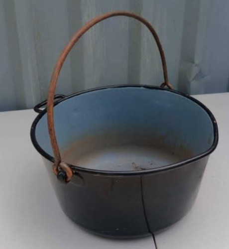 Large vintage black enamel - vintage,