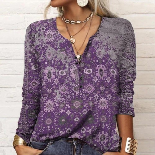 Boho floral neck tunic top - floral,