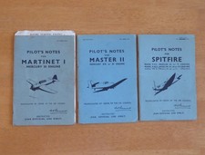 3 x Vintage Booklets: Pilot's Notes for Spitfire, Martinet I & Master II