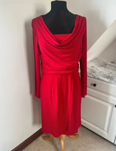 Libra red cowl neck long - red,