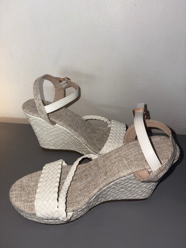 White beige wedge - beige, sandals