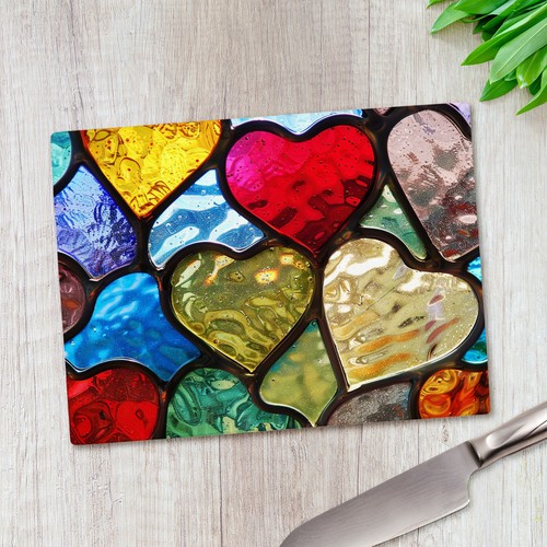 Love hearts stained glass - hearts,