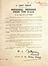 Facsimile Copy?--  1944 Personal Message To All Troops Signed General Montgomery