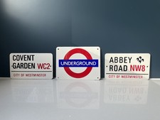 London Underground / Abbey Road / Covent Garden Miniature Replica Enamel Signs