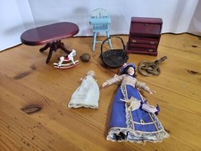 Dolls House Furniture / Accessories Bundle / Job Lot With 2 Del Prado Dolls