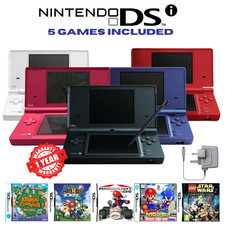 Nintendo DSi Console Bundle Kit Stylus Charger Handheld DS System 5 Games