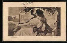 Artist postcard Le Baiser/Il Bacio, lovers kissing 1909 