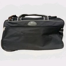 Samsonite Black & Grey Stripe Rolling Duffel Travel Bag Telescopic Handle Wheels