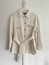 ZARA Ecru Corduroy Tie Shacket