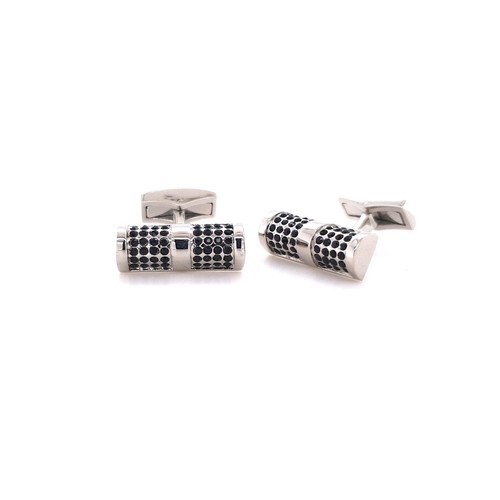 Silver tone bar cufflinks set - silver,