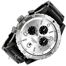 NIXON A486-180 48-20 CHRONO MENS BRAND NEW BLACK SILVER TONE WATCH-FAST DELIVERY