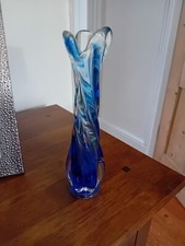 Vintage art glass stem vase vgc 23 cm high