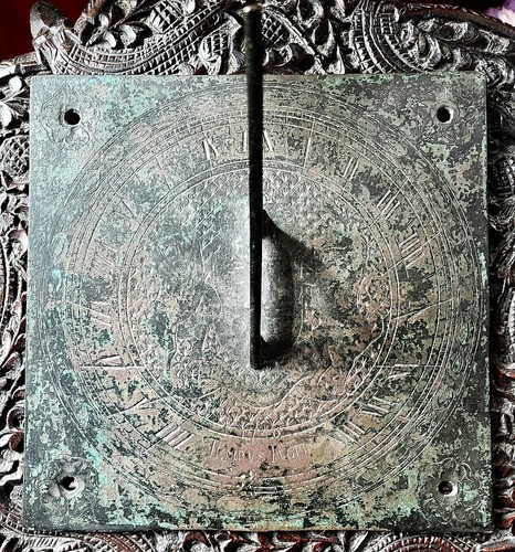 Vintage bronze garden sundial - vintage,