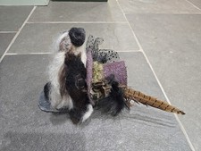 Handmade Wallmounted Badger Head With Famcy Hat. Mounted On Slate.