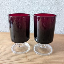 Vintage Pair of LUMINARC Cavalier French Short Stem Wine Glasses