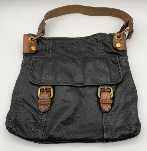 Vtg fossil black leather - black,