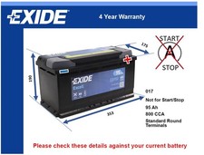 Battery fits JAGUAR S TYPE XK8 F TYPE XKR F-TYPE XJ XF XK Exide 017 New