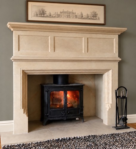 Natural stone fireplace - stone,