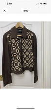 mans designer fendi brown suede lambskin trellis lattice jacket size uk 40
