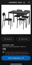 IKEA Black Lisabo Table and 4 Ingolf Chairs Dining Set.  Please Read And See Pic