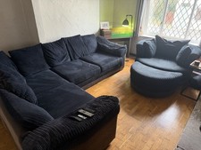 Fabric L Corner Sofa, Swivel