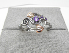 Clogau Silver & Rose Gold Tree of Life Cariad Origin Amethyst Ring Size S 1/2