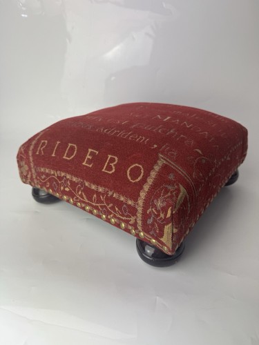 Tapestry footstool square red - square,