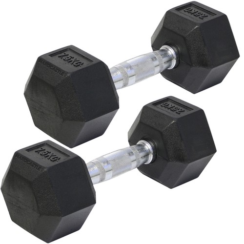 Rubber hex dumbbell 2 x - -,