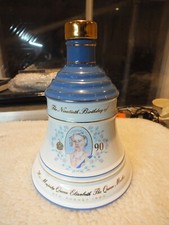 Bells empty whisky bottle. Queen mum 90th birthday. Wade porcelain.