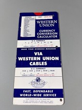 1960 Western Union Currency Conversion Calculator – Slide Rule Style – Vintage T
