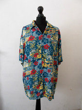 DISNEY PARKS MENS BLUE TROPICAL FLORAL HAWAIIAN SHIRT UK L MICKEY PLUTO
