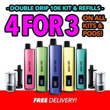 Double Drip 10K Kit & Replacement  Refill Pack  | Rechargeable Vape | E-Cig