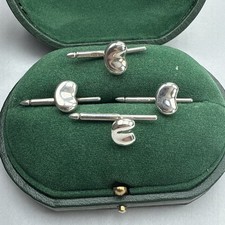 Vintage Rare Tiffany & Co Elsa Peretti Sterling Silver Beans Shirt Stud Set Of 4