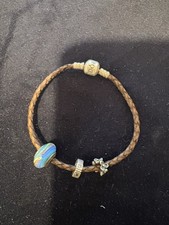 Pandora Sterling Silver Leather Bracelet