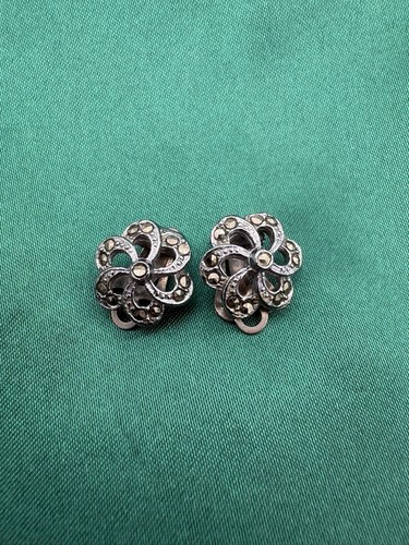 Vintage silver marcasite clip - vintage,