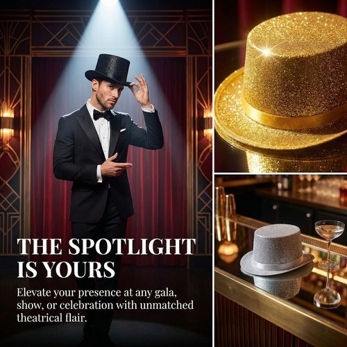 Glitter top hat - glitter,
