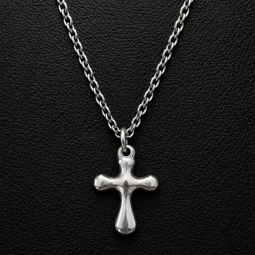 Silver cross necklace - silver,