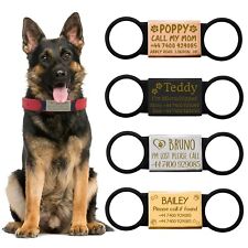Dog Tags Personalised Engraved Slide on No Noise ID Name Collar Tag for Pets Cat