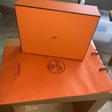 Genuine HERMES Empty Orange Shoe/ Gift Box 28.5 x 22.5 x 7cm  + Hermes Carry Bag