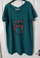 JOE BROWNS Peacock Green & Multi Owl Pattern Knit Jumper Size UK 16-18 EUR 44-46