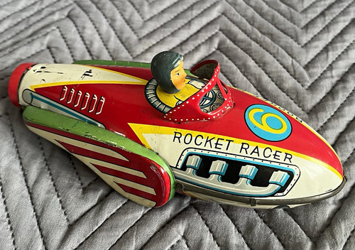 Vintage tinplate rocket - rocket, racer