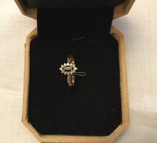 9ct gold Sapphire and Diamond Cluster ring ,Size “L”