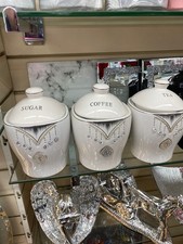 Tea Coffee Sugar Jar White