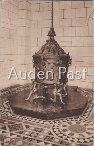 Buckfast abbey font postcard - font,