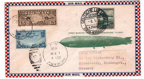 Zeppelin hindenburg cover 1936 - zeppelin,