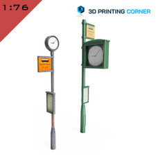 4x 3D printed TERMINUS BUS STOP POST SIGN 1:76 scale, OO gauge Model Diorama