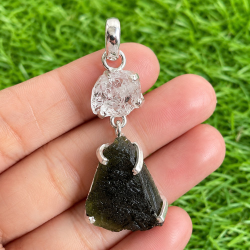 Moldavite herkimer diamond - &,